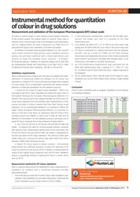 Instrumental method for quantitation of colour in drug solutions